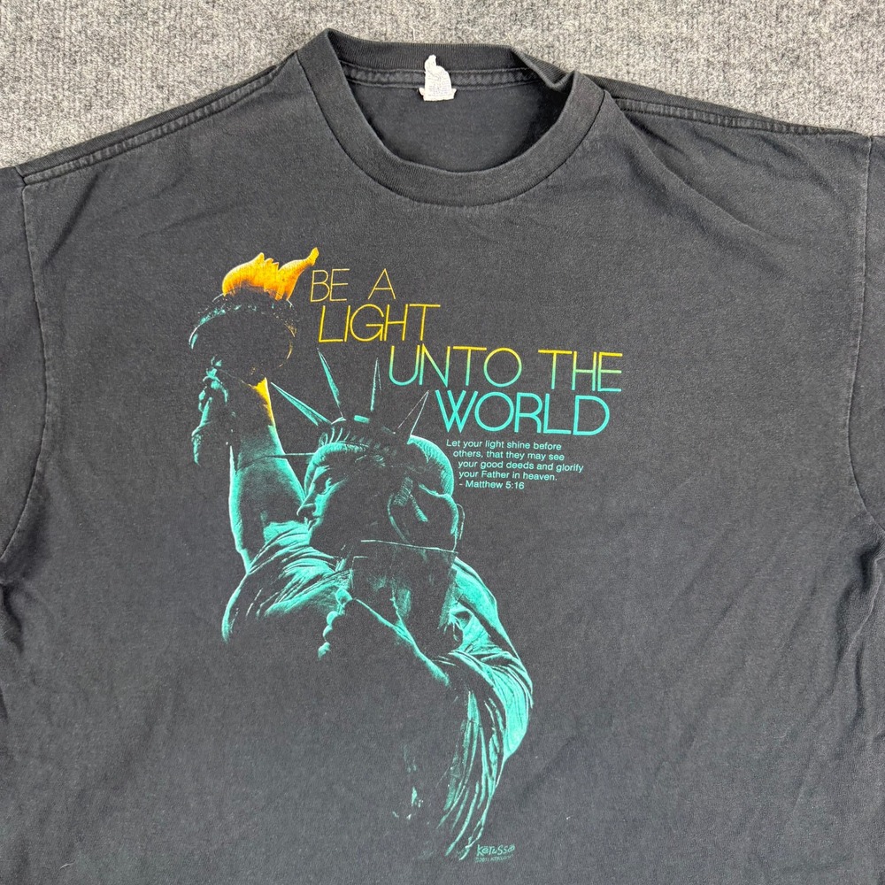 Kerusso T-Shirt Mens Size XL Black Statue of Liberty Religious Cotton Graphic